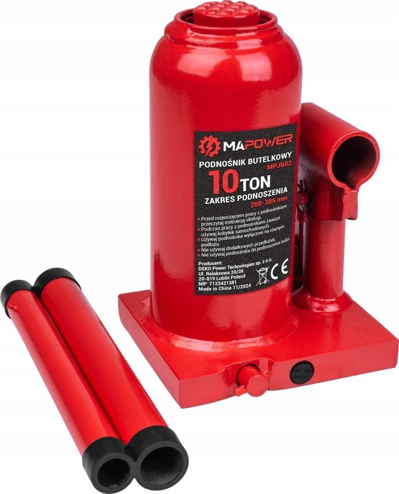 PODNOŚNIK SŁUPKOWY BUTELKOWY SAMOCHODOWY HYDRAULICZNY TŁOKOWY 10T MAPOWER
