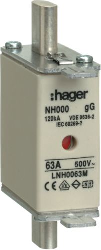 Hager Wkładka bezpiecznikowa NH000 63A 500V gG (LNH0063M)