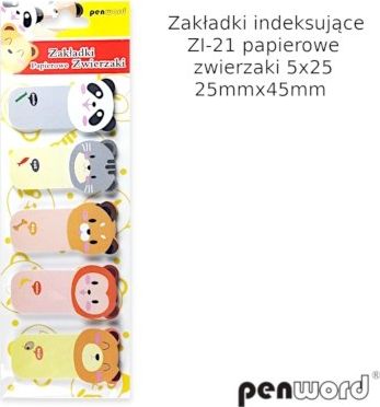 Polsirhurt Zakładki indeksujące papierowe zwierzaki ZI-21 25mmx45mm