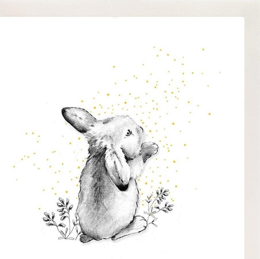 Clear Creation Karnet Złocony kwadrat CL3802_BL Królik