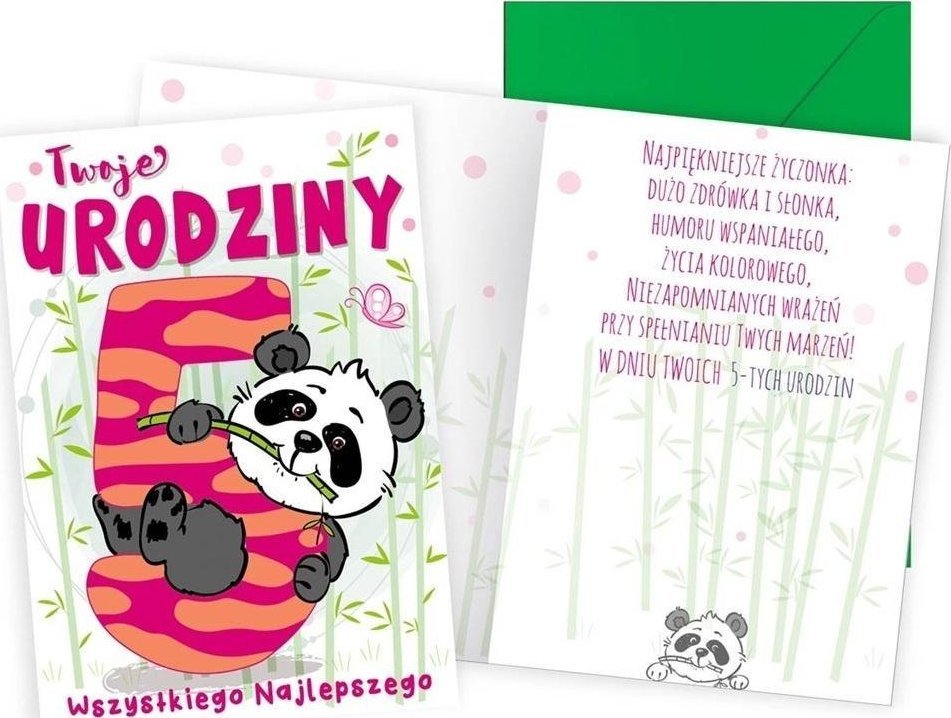 KUKARTKA Karnet B6 Urodziny 5 panda