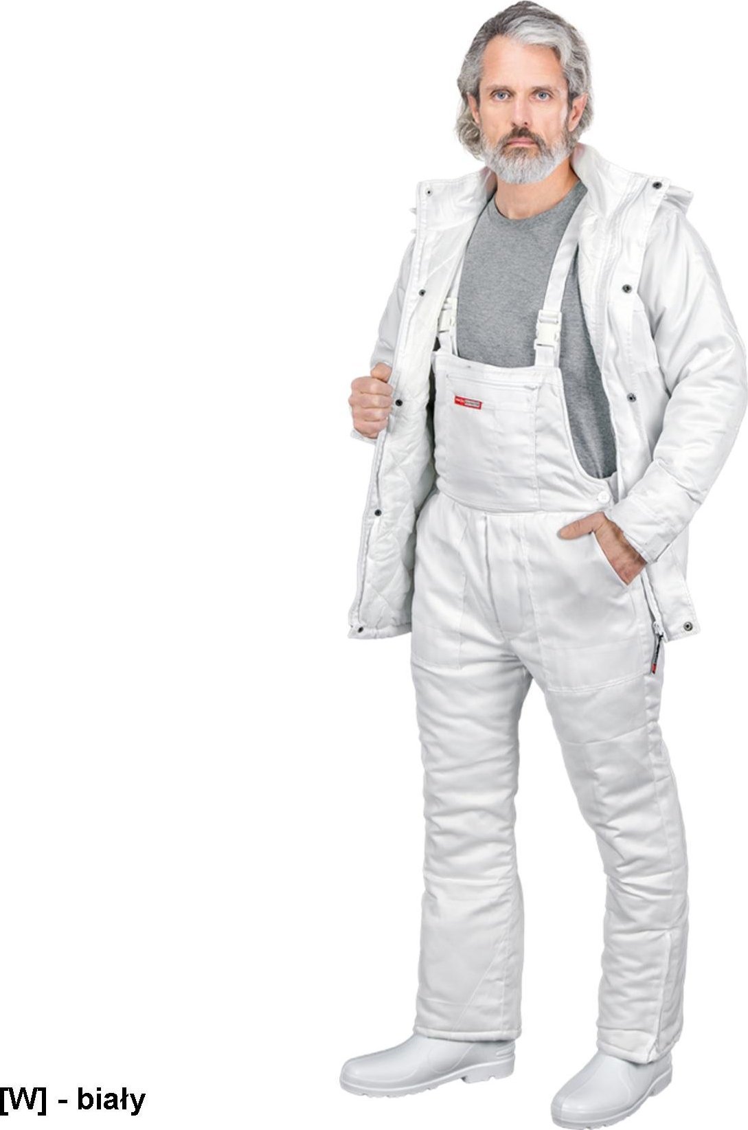 R.E.I.S. SMO-WHITE - Spodnie ocieplane ogrodniczki typu Master XL