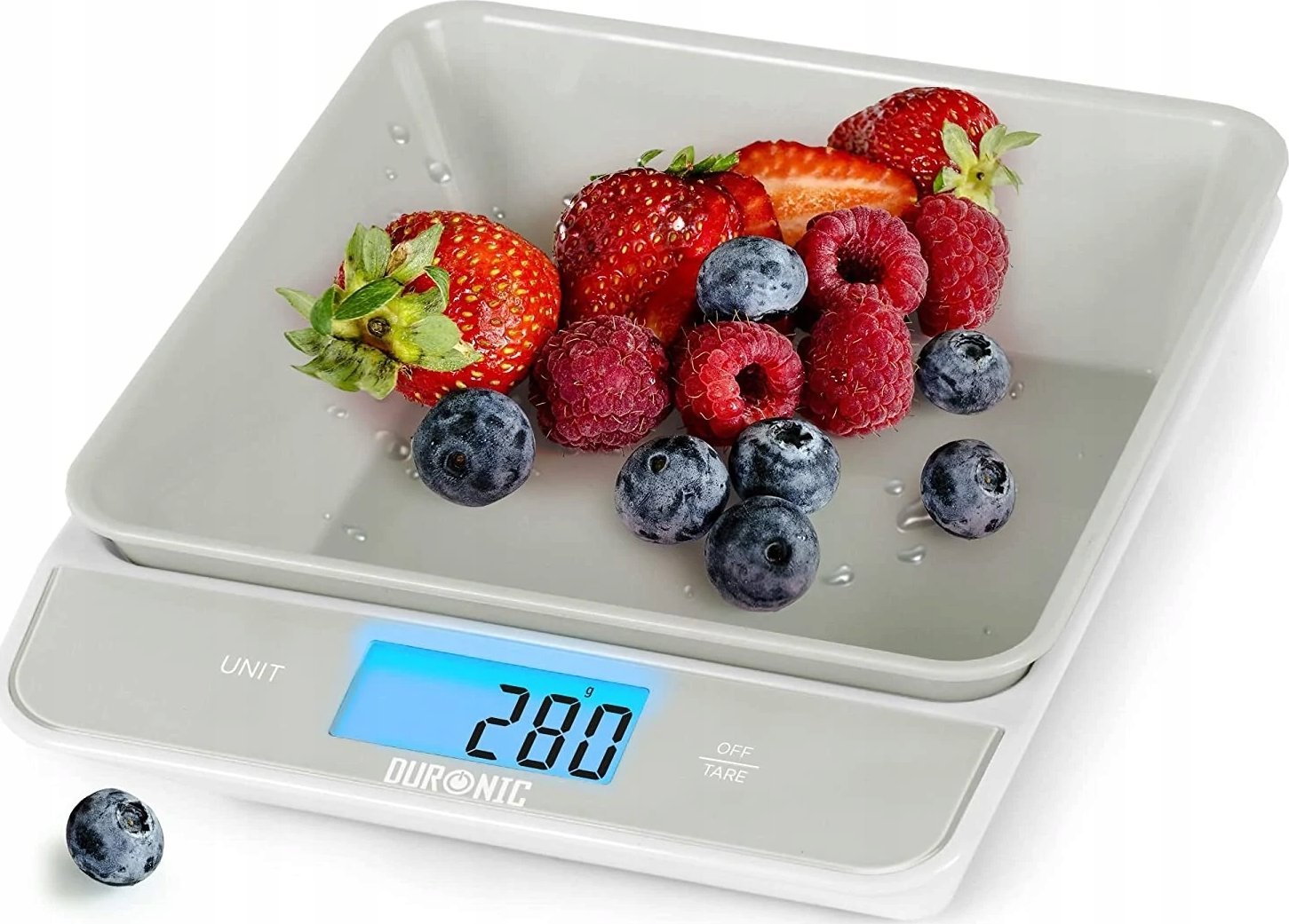 Waga kuchenna Duronic Duronic KS100 GY Elektroniczna waga kuchenna do 5kg szara cyfrowy wyświetlacz waga z ukrytą misą.