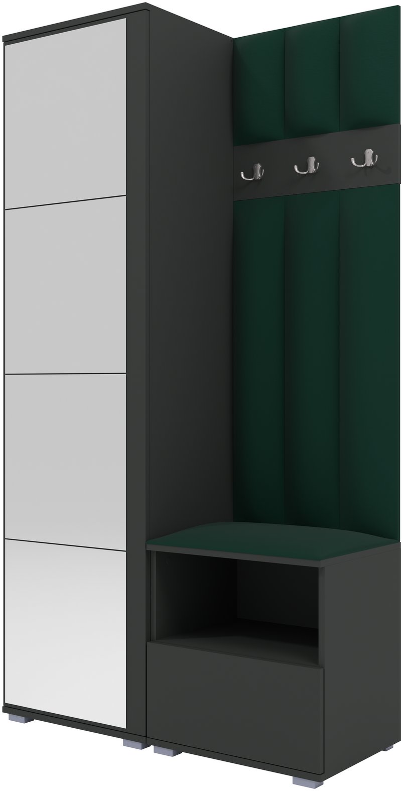 Tapicerowana garderoba Nela I LUX z lustrem - kolor grafit + tkanina Trinity 28