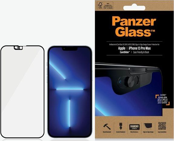 PanzerGlass Szkło E2E Microfracture iPhone 13 Pro Max czarny/black