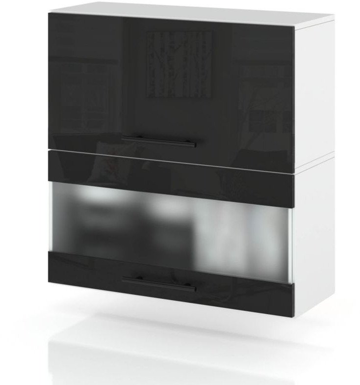 Szafka Kuchenna Wisząca Witryna Klapowa 60cm Spremium Czarny Połysk