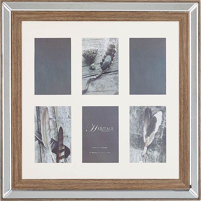 Ramka Beliani Multiramka na 6 zdjęć lustrzana ciemne drewno SINTA