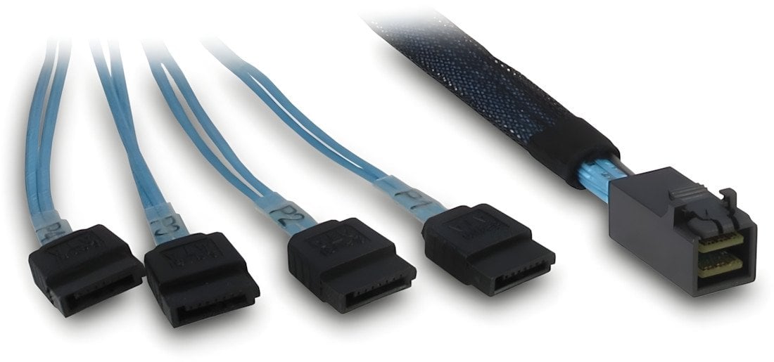 Inter-Tech Kabel SFF 8643 - 4x SATA/SAS- 0,7m Crossover