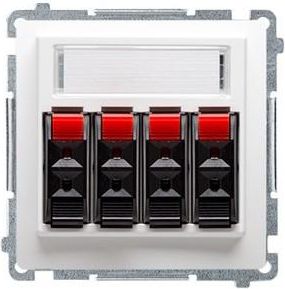 Kontakt-Simon Simon Basic Gniazdo głośnikowe poczwórne z polem opisowym białe BMGL34.01/11 (WMUG-04000x-1011)