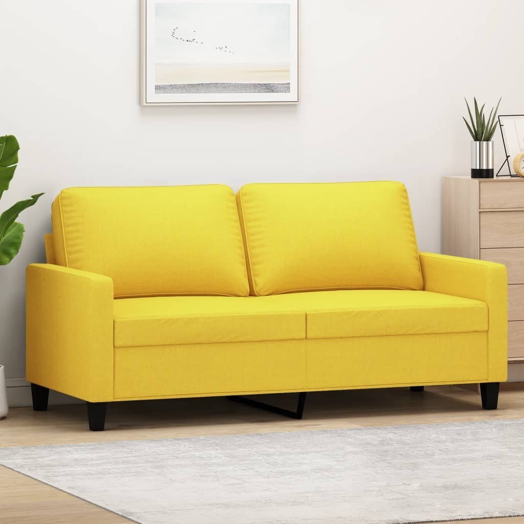 vidaXL Sofa 2-osobowa, jasnożółta, 140 cm, tapicerowana tkaniną