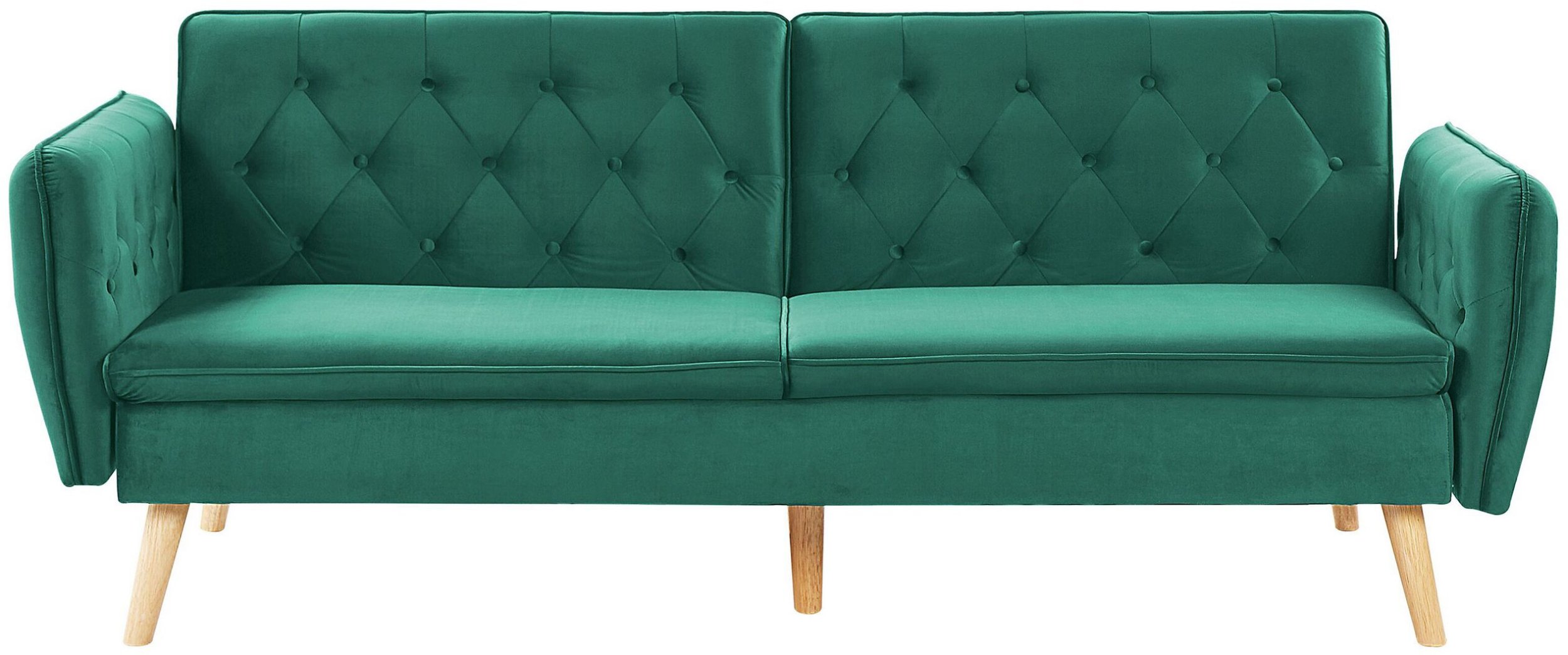 Sofa rozkładana welurowa ciemnozielona BARDU