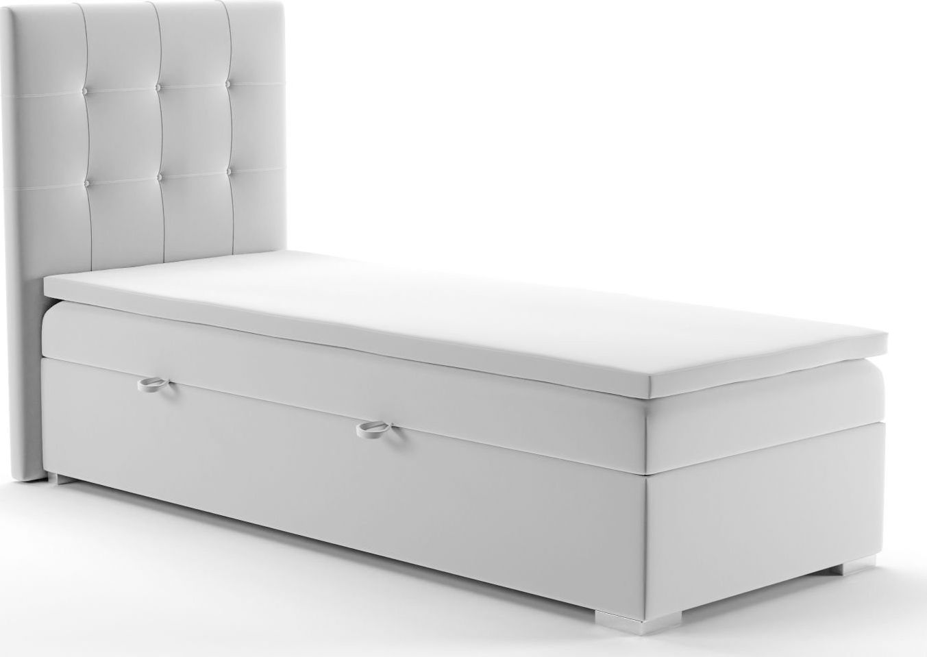 LAVERTO Łóżko kontynentalne JAGULA 90x200 jasno szare velvet z pojemnikiem