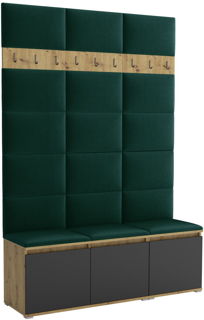 Tapicerowana garderoba Noris III - kolor artisan z czarnym frontem + tkanina Trinity 28