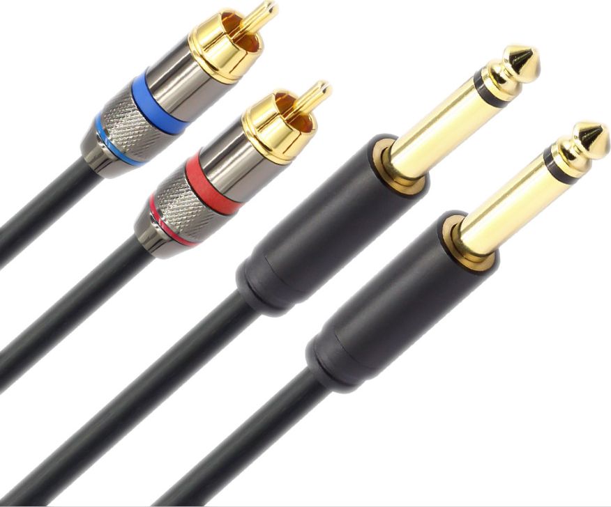 Kabel Mozos Jack 6.3mm - RCA (Cinch) x2 3m czarny (MCABLE-2JT2R)