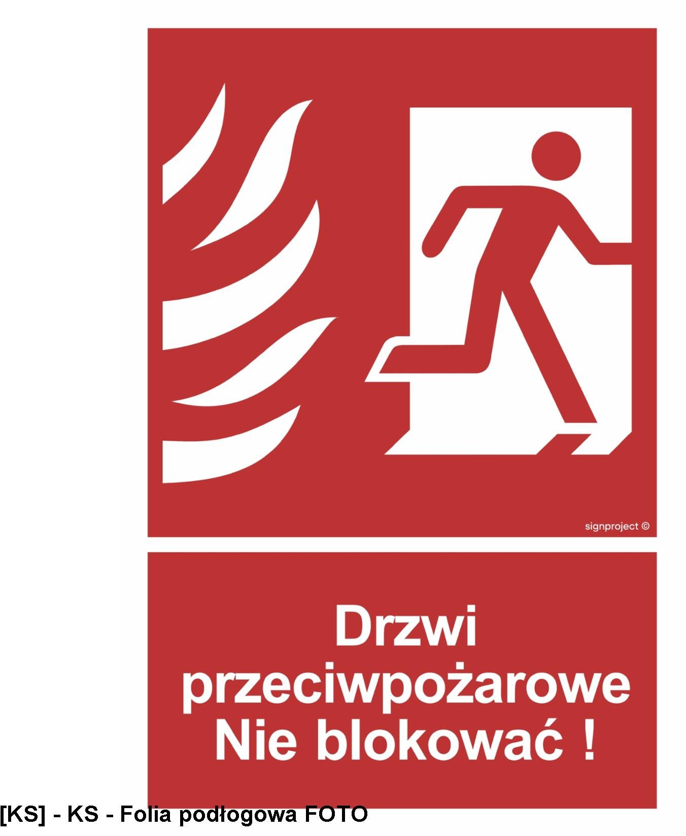 BC056 - Drzwi przeciwpożarowe. Nie blokować! prawostronne 200x296