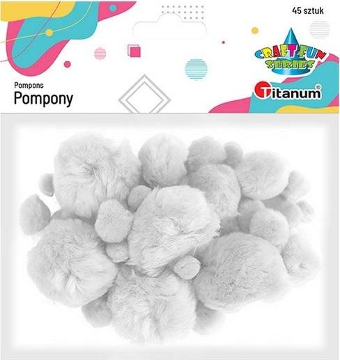 Titanum Pompony akrylowe białe 45szt.