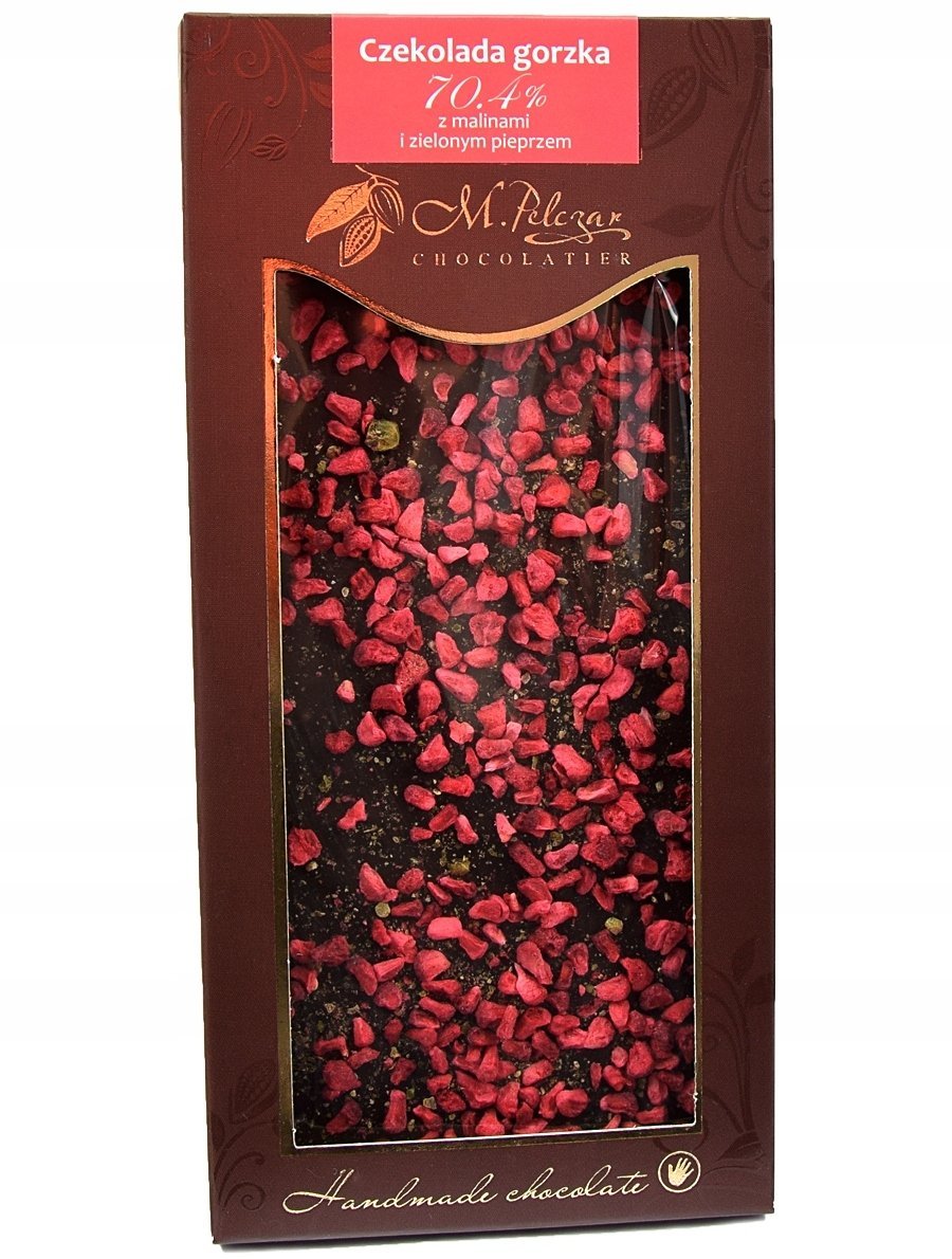 M.Pelczar Chocolatier Gorzka czekolada z malinami i zielonym pieprzem 85g