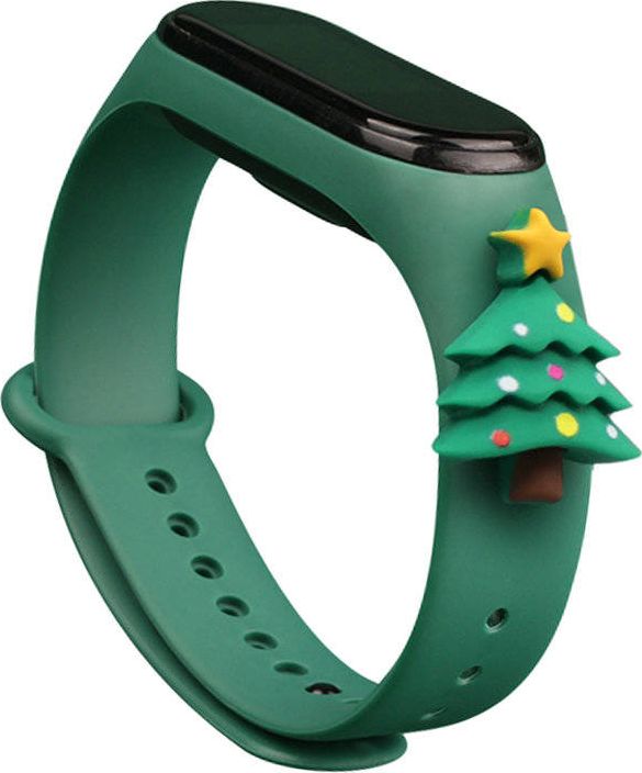 Hurtel Opaska świąteczna do Xiaomi Mi Band 3/4 ciemnozielony (choinka 1)