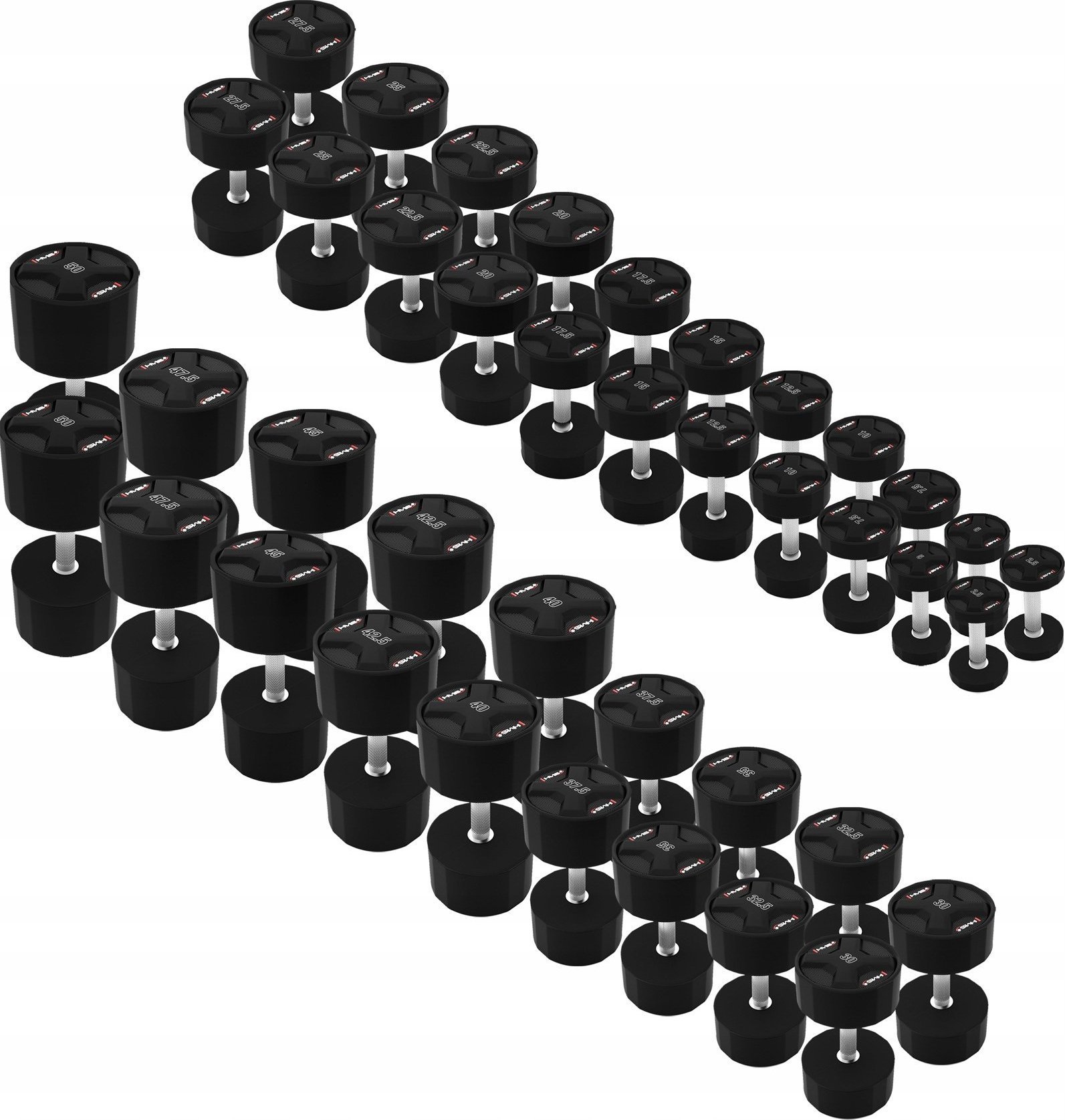 HMS Hantle HPC Set poliuretanowe 40 x Różne rodzaje obciążenia w zestawie (2.5 - 50 kg)