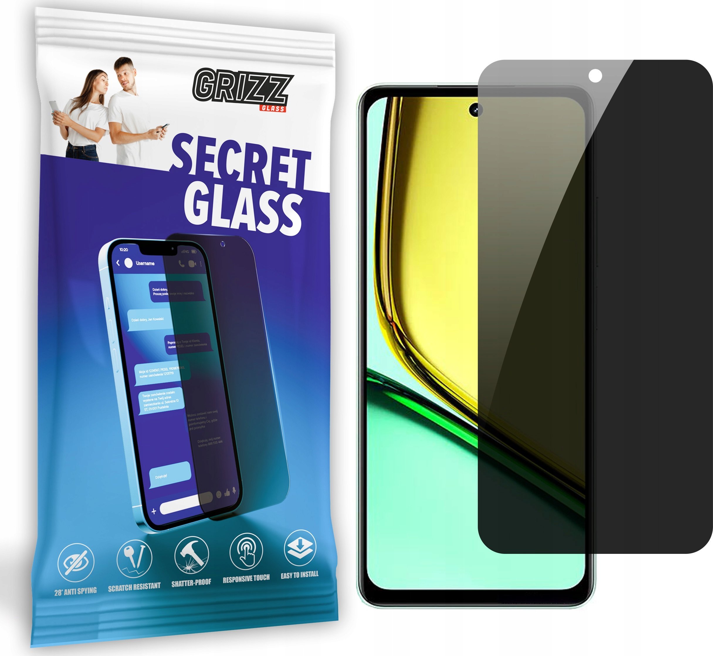 GrizzGlass Szkło prywatyzujące GrizzGlass SecretGlass do Realme 12 Lite