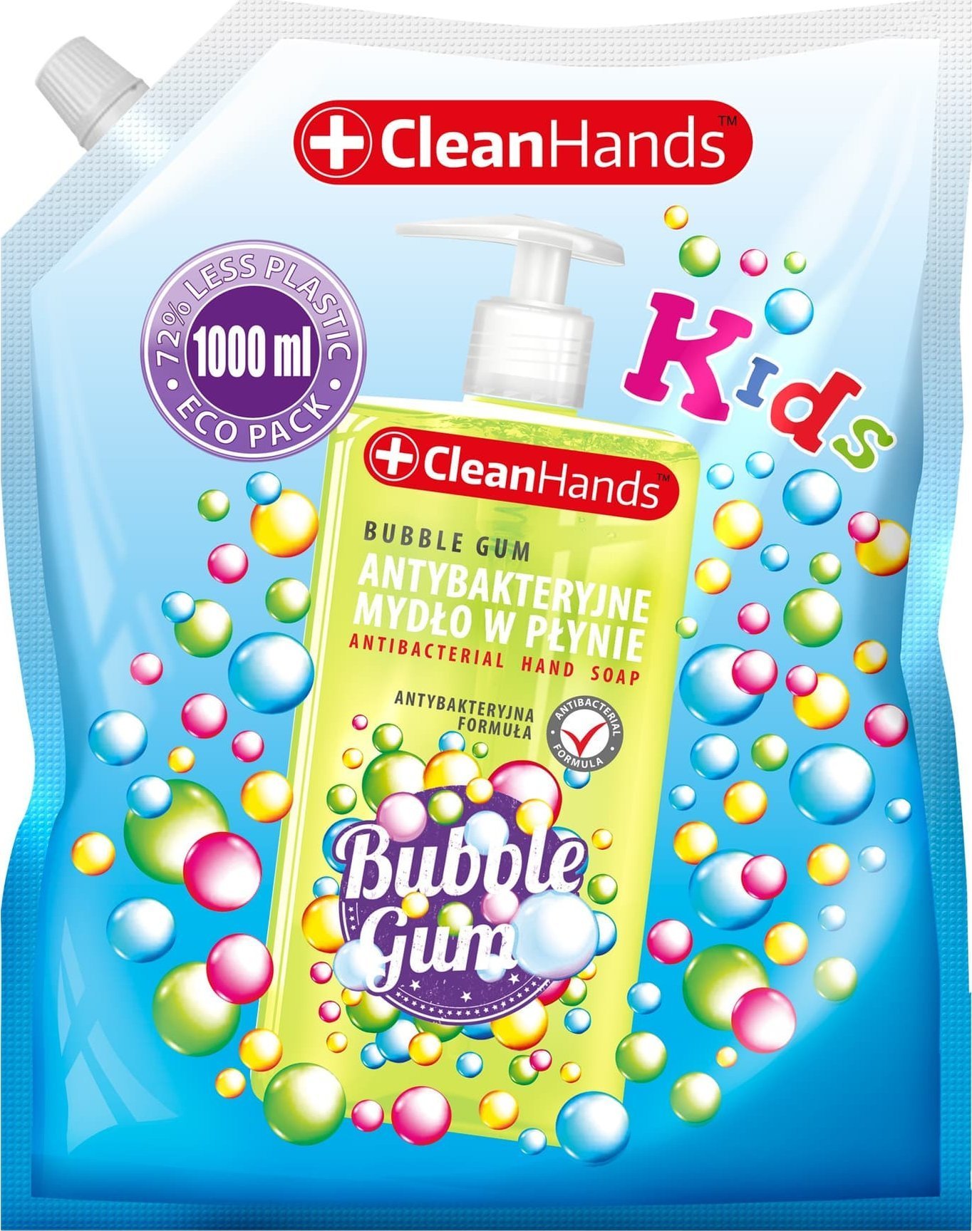 Chemia Mydło w płynie antybakteryjne CLEAN HANDS, guma balonowa, zapas, 1000ml