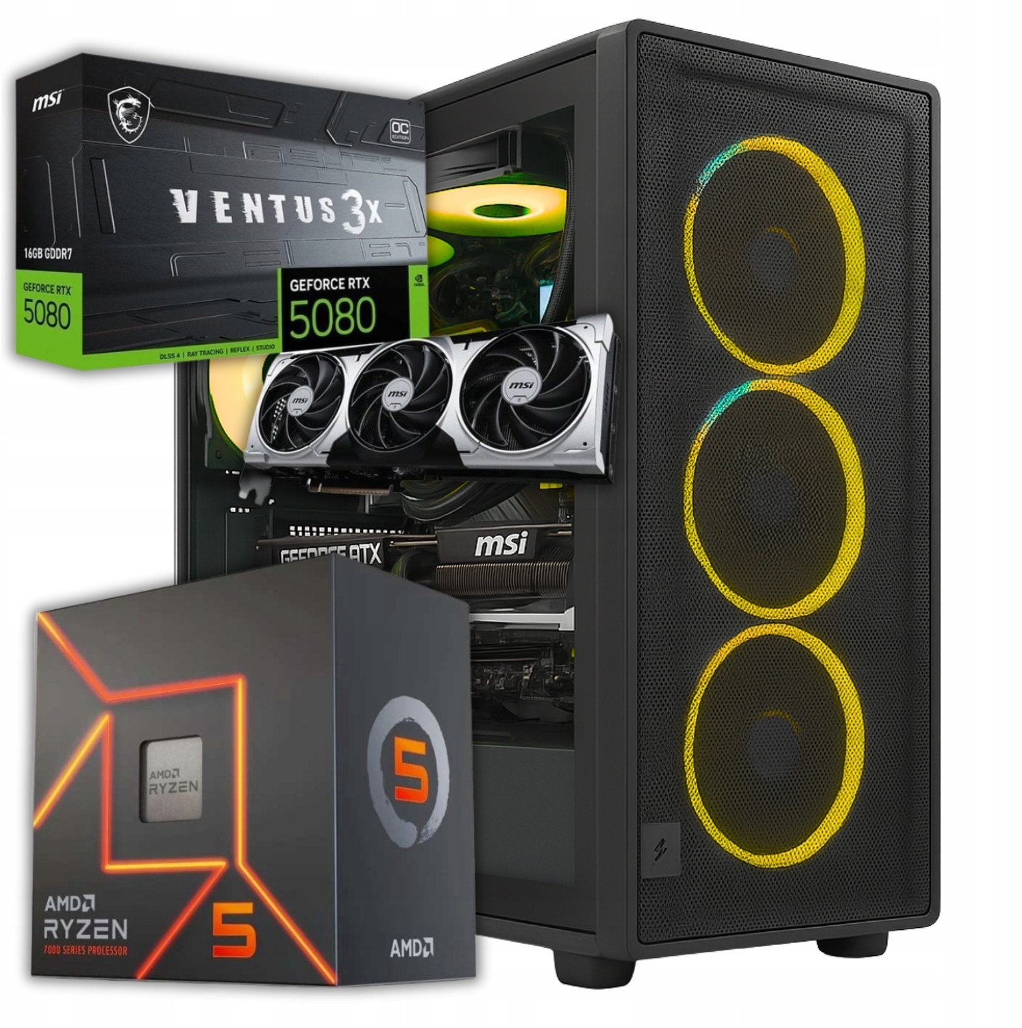 Komputer BSG Raptor V38 AMD Ryzen 5 NVIDIA GeForce RTX 5080 64GB DDR5 2000GB SSD Windows 11