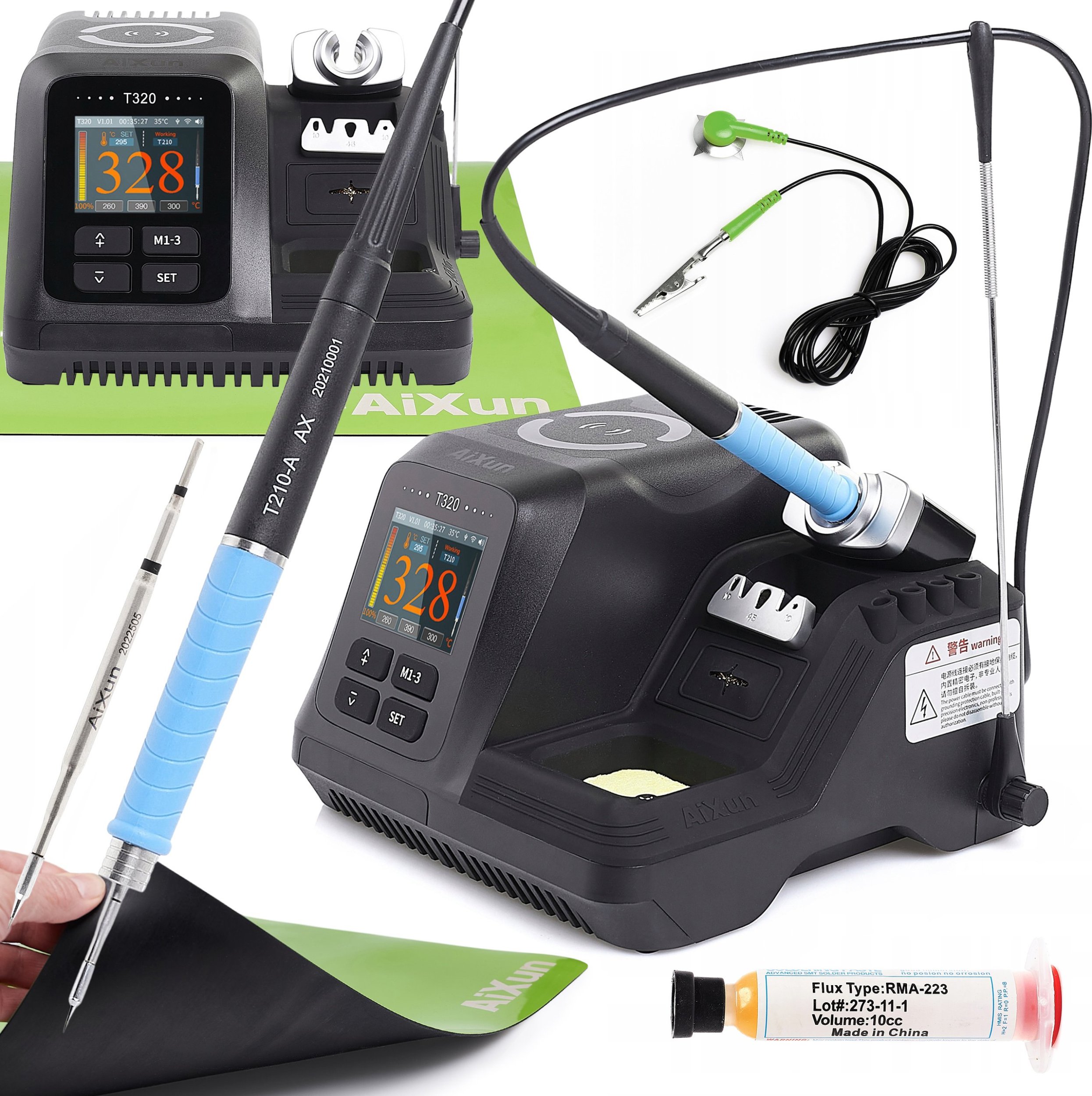 Zestaw Profesjonalna Stacja Lutownicza Grotowa Aixun T320 Grot C210 Mata