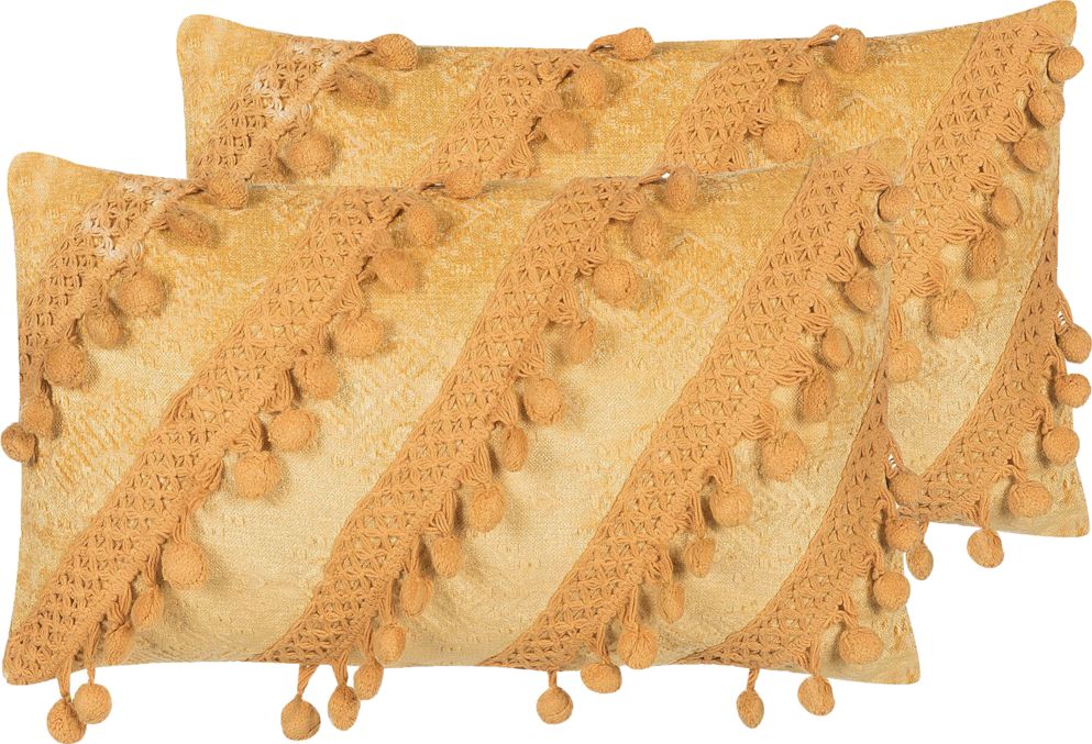 Shumee Zestaw 2 poduszek dekoracyjnych 30 x 50 cm żółty AYROOR