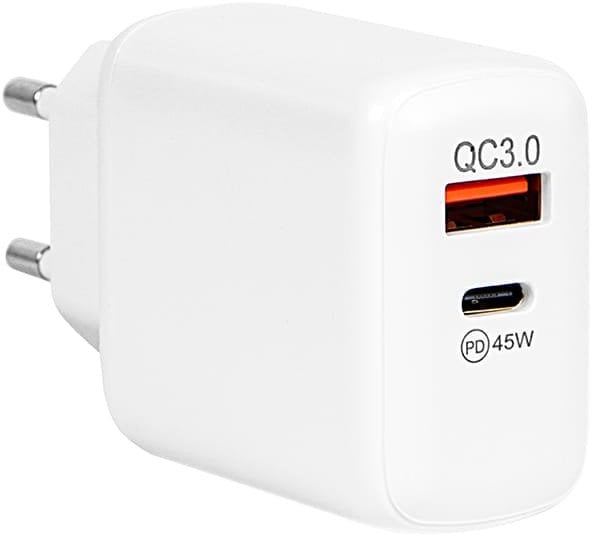 76-029# Ładowarka sieciowa gniazdo usb + usb-c pd 45w gan