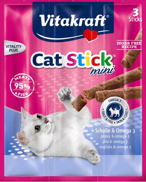 Vitakraft CAT STICK MINI FLĄDRA+OMEGA3