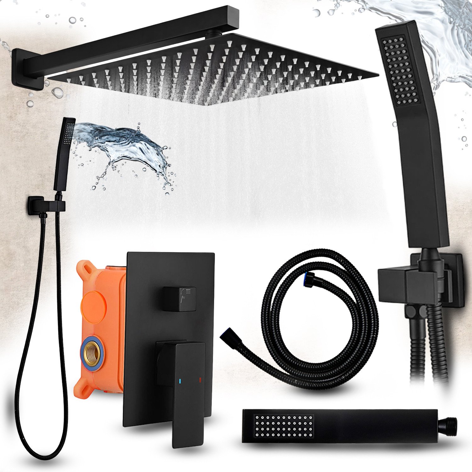 Zestaw prysznicowy podtynkowy Heckermann MS-25602 Czarny Kolumna prysznicowa