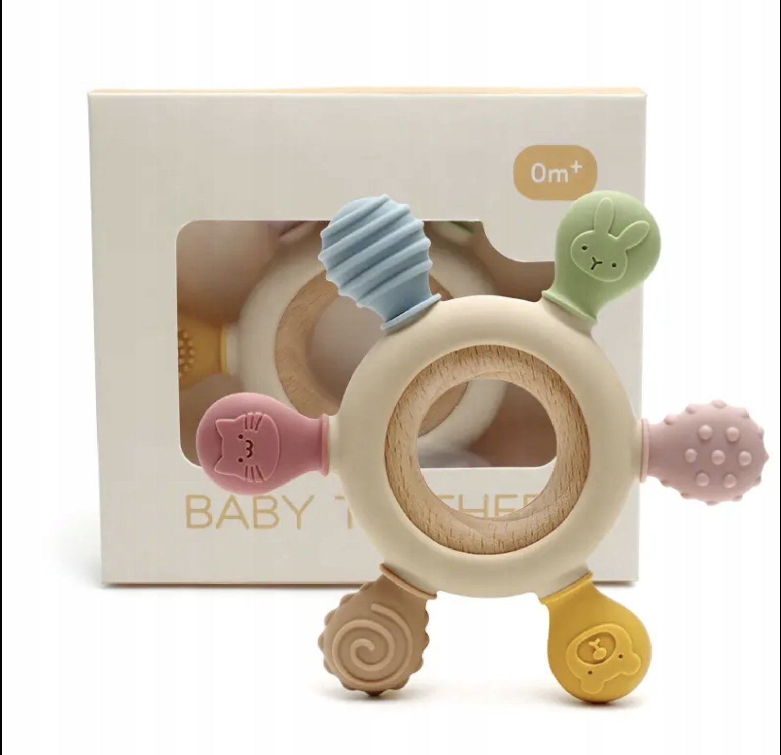 Gryzak Drewniany Silikonowy Na Ząbkowanie 0m+