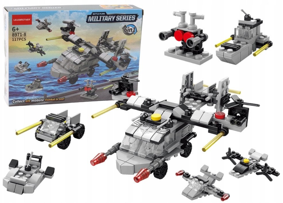 Klocki Konstrukcyjne Helikopter 6w1 Zestaw DIY Pojazdy 117 ele.