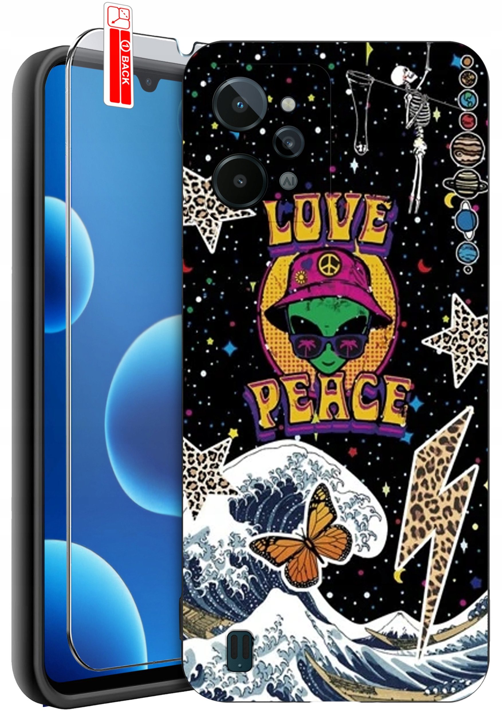 ETUI do Realme C31| WZORY | SILIKONOWE MATT CASE + SZKŁO 9H