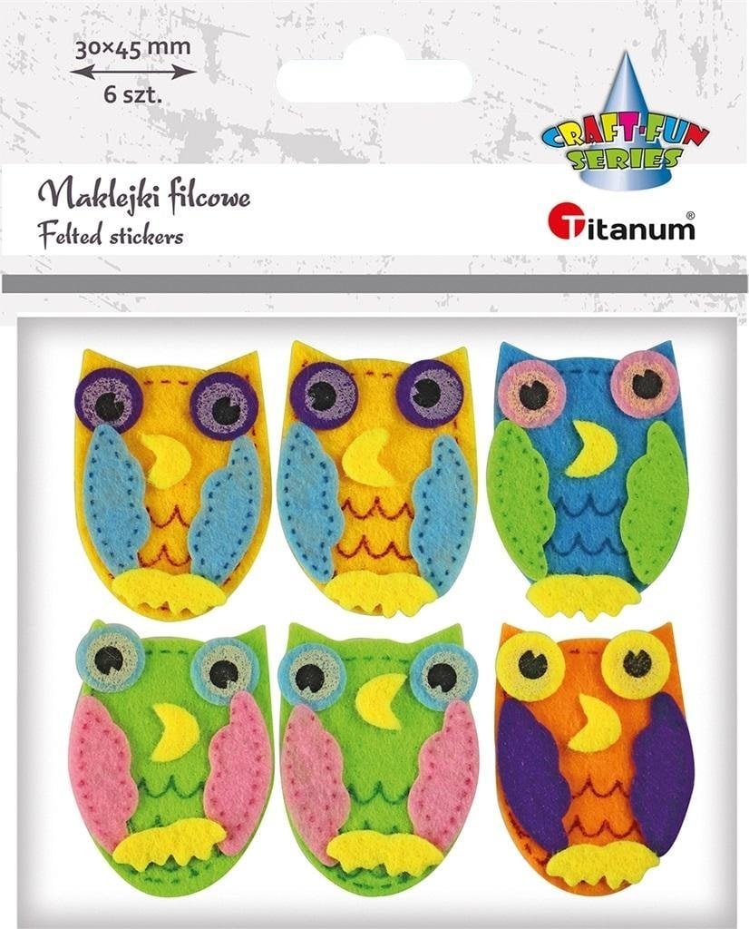 Titanum Naklejki filcowe sowy 30x45mm 6szt.