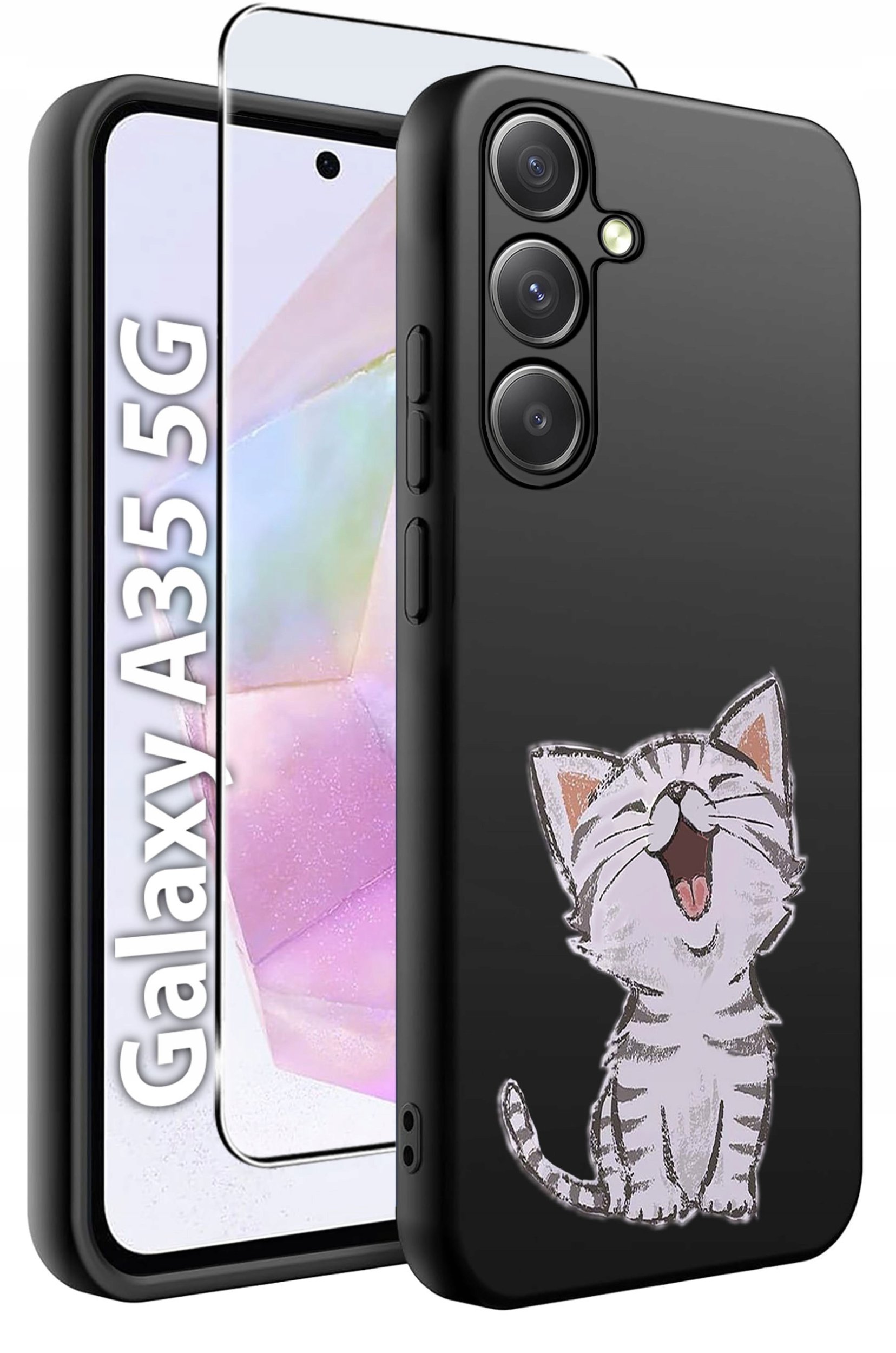 ETUI do Samsung A35 5G WZORY | SILIKONOWE MATT CASE + SZKŁO HARTOWANE 9H