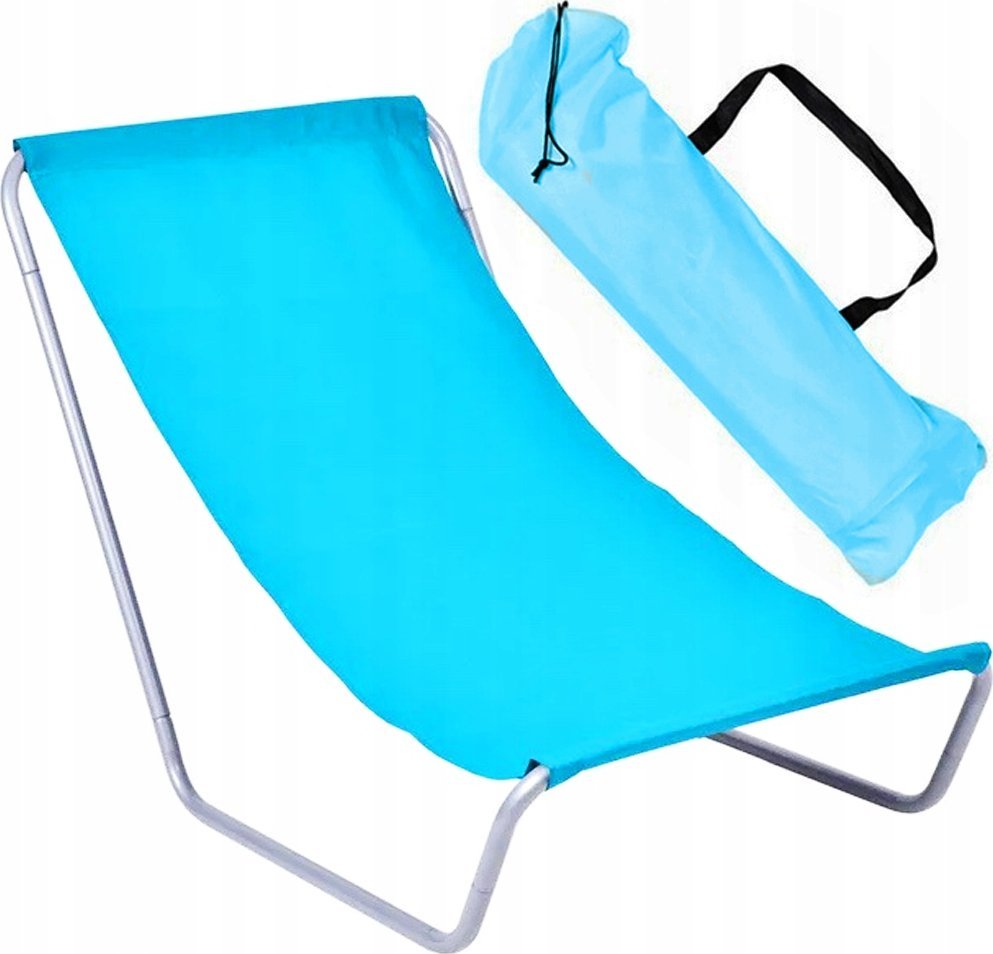 LEŻAK TURYSTYCZNY FOTEL PLAŻOWY SKŁADANY OGRODOWY NA BALKON TARAS BŁĘKITNY