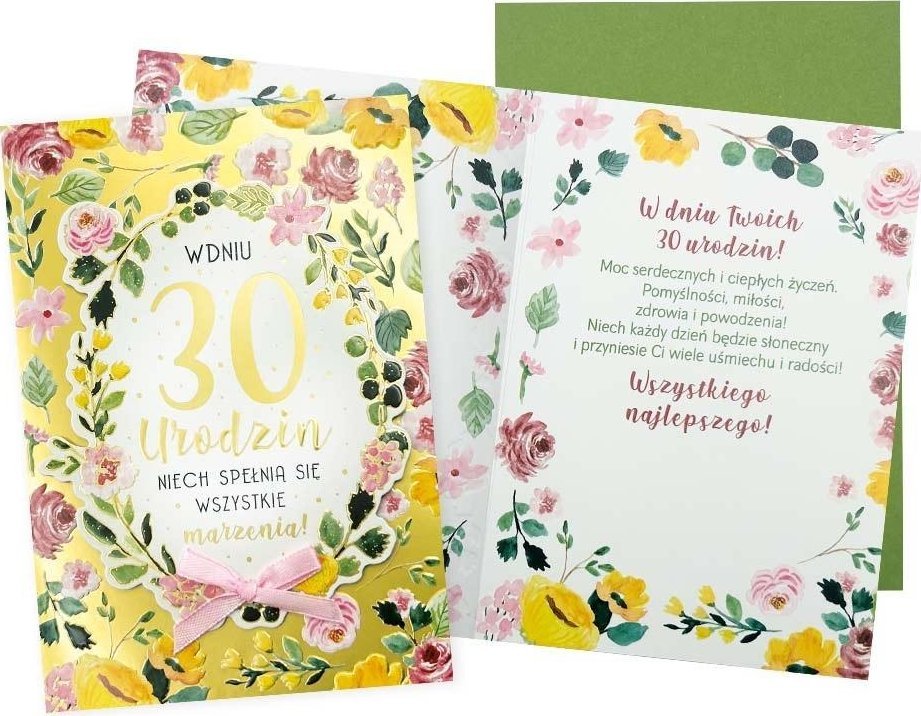 Karnet B6 Urodziny 30 (kwiaty)