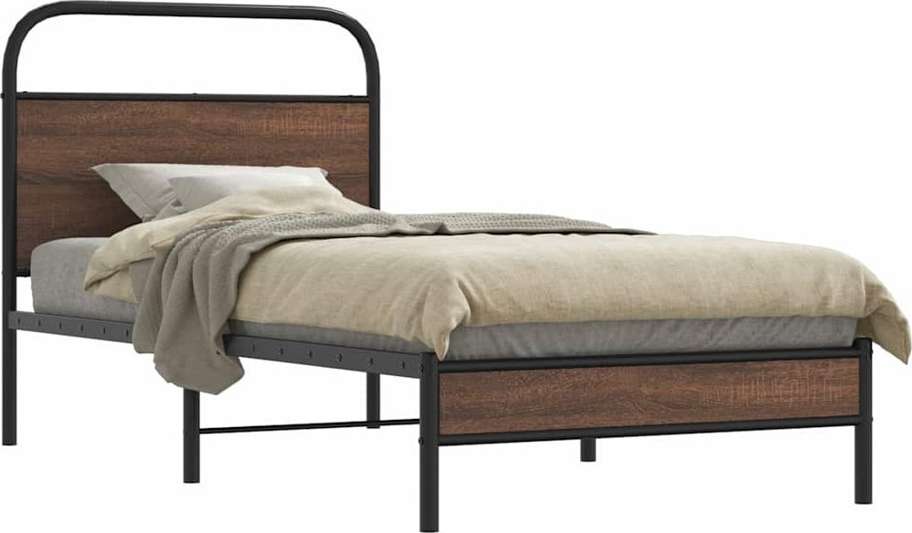 vidaXL Łóżko bez materaca, 90x200 cm, brązowy dąb