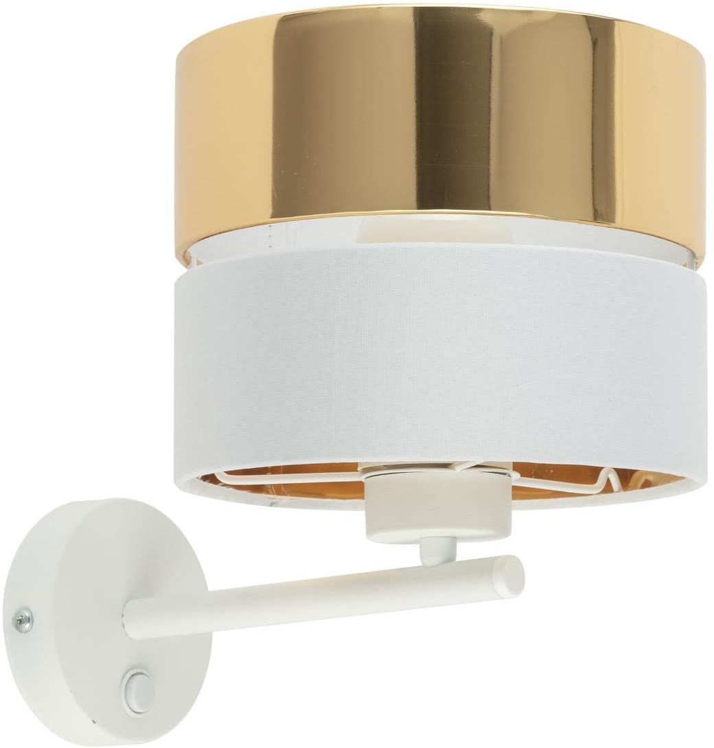 Okrągła kinkiet glamour Hilton 4770 TK Lighting tuba tkaninowy biały złoty