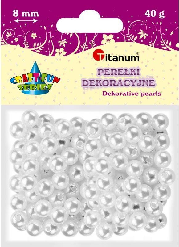 Titanum Koraliki z dziurką białe perłki 8mm 40g CRAFT-FUN