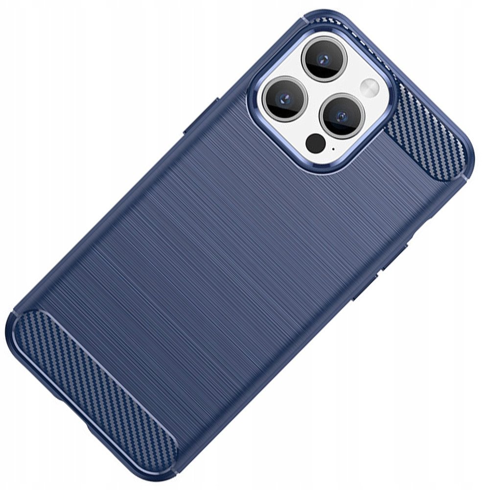 Hurtel Elastyczne etui wzór karbon do iPhone 15 Pro Max Carbon Case - niebieskie