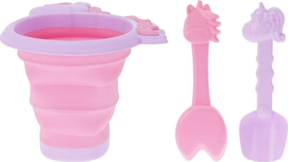 ProBeach WIADERKO DO PIASKU SKŁADANE Z ŁĄPTKĄ I GRABKAMI - RÓŻOWY