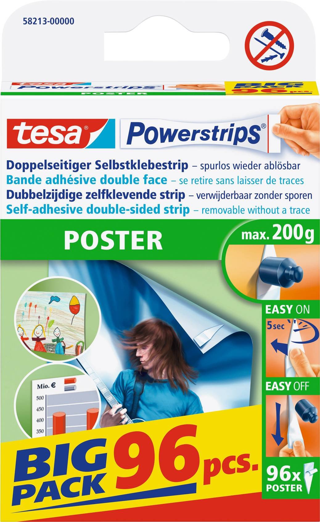 Tesa Paski samoprzylepne Powerstrips Poster Big Pack