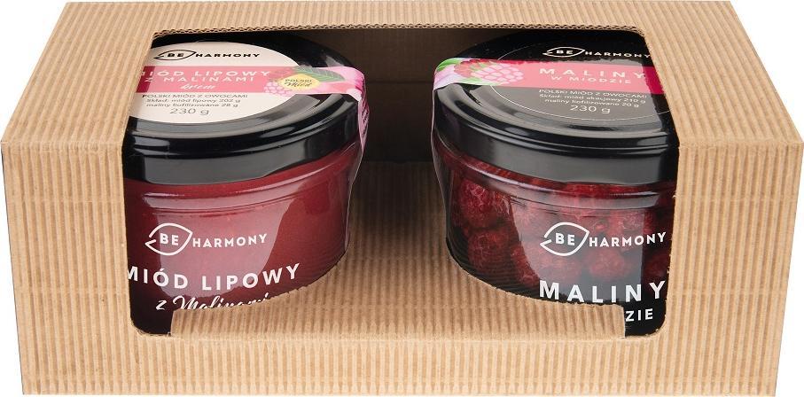 BeHarmony ZESTAW MALINOWY - maliny w miodzie + krem