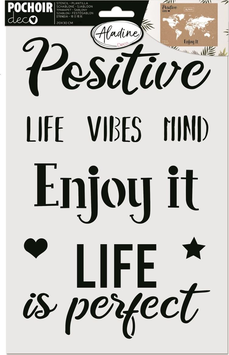 Aladine Szablon 30x20 cm Pozytywne słowa