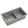 QUADRON | LOGAN 120 | granitowy zlewozmywak kuchenny SILVER STONE + MIEDŹ PVD | wymiar: 76 x 45 x 23,5 cm | 2-komorowy wpuszczany | podbudowa szafki o