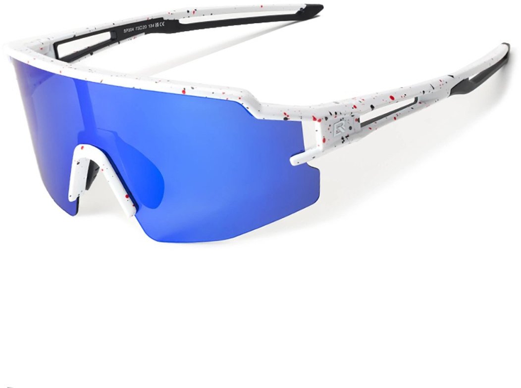 Okulary rowerowe Rockbros polaryzacyjne z ochroną UV i wkładką korekcyjną niebieskie szkła - białe
