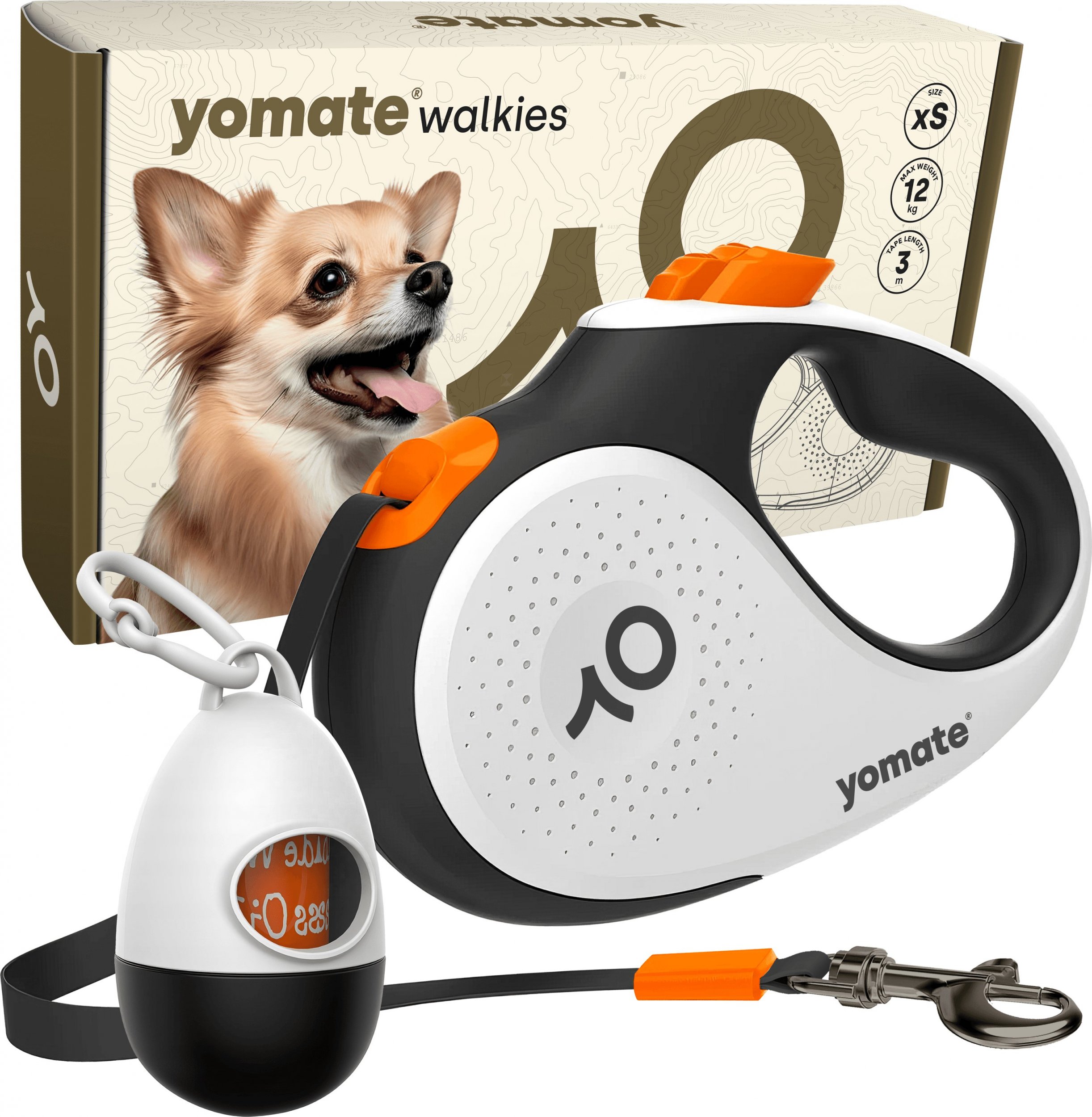 Yomate YOMATE! SMYCZ AUTOMATYCZNA DLA MAŁEGO PSA ZWIJANA Z BLOKADĄ + POJEMNIK