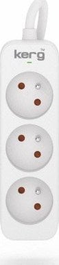 Kerg Przedłużacz KERG bez wyłącznika-3 gniazda-biało-szary-5m-10A-H05VV-F-3x1,0mm2